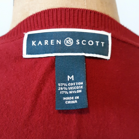 Karen Scott Burgundy Cardigan Sweater, size M - Picture 5 of 5
